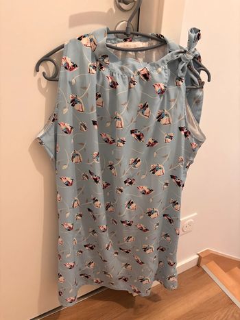Robe bleu fleurie avec col noué New Lily taille L
