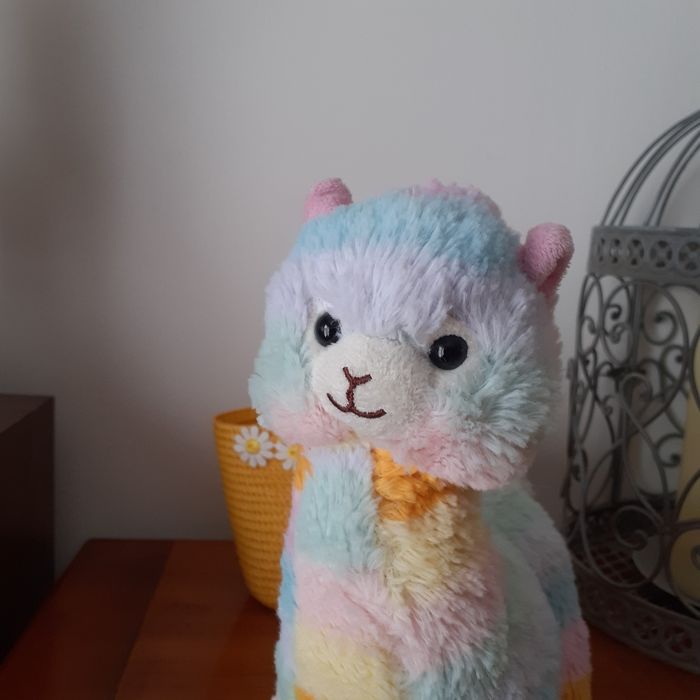 Peluche-doudou "Petit Lama/Alpaga" arc-en-ciel - photo numéro 4