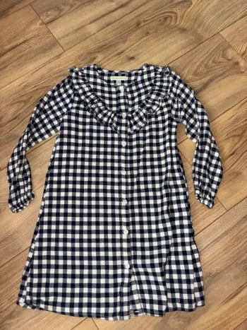 Robe à carreaux bleu marine et blanche vertbaudet 5 ans