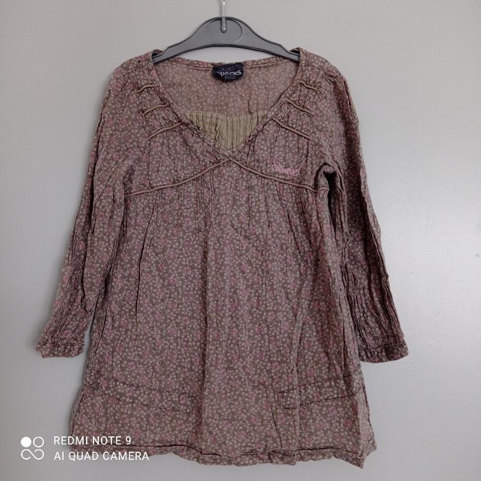 Tunique marron clair à fleurs 4ans