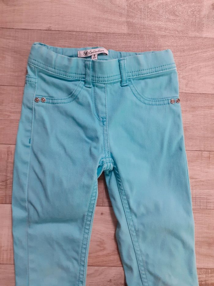 Pantalon fille jegging bleu turquoise 4 ans - photo numéro 2