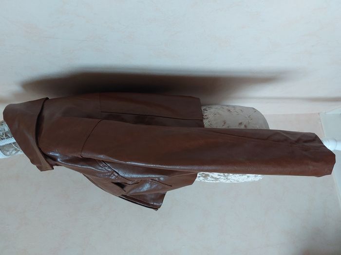 Blouson Lumina simili cuir marron court taille M - photo numéro 6