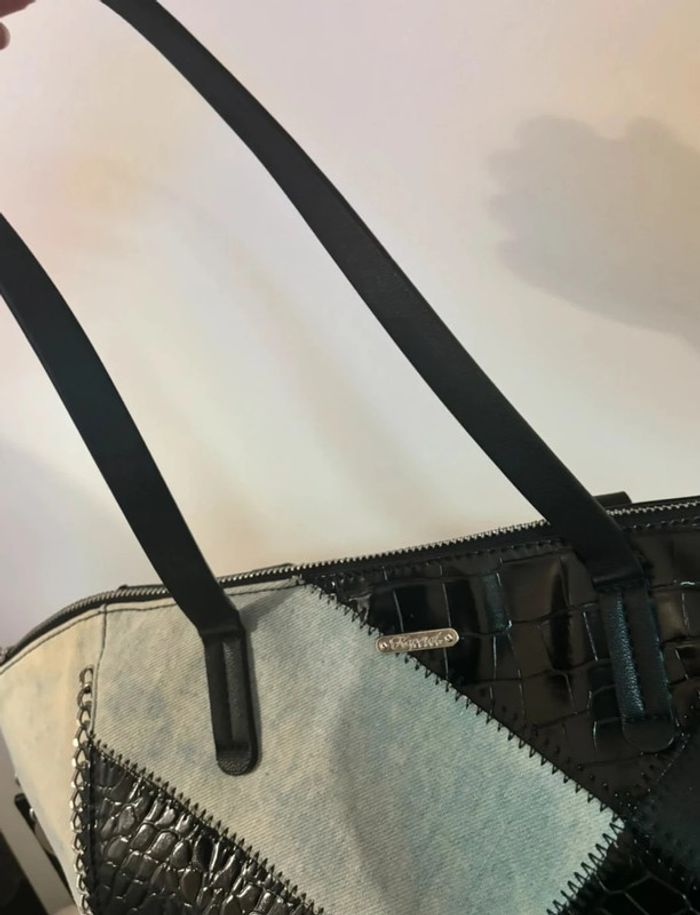 Sac femme Kaporal cuir noir et jeans - photo numéro 5