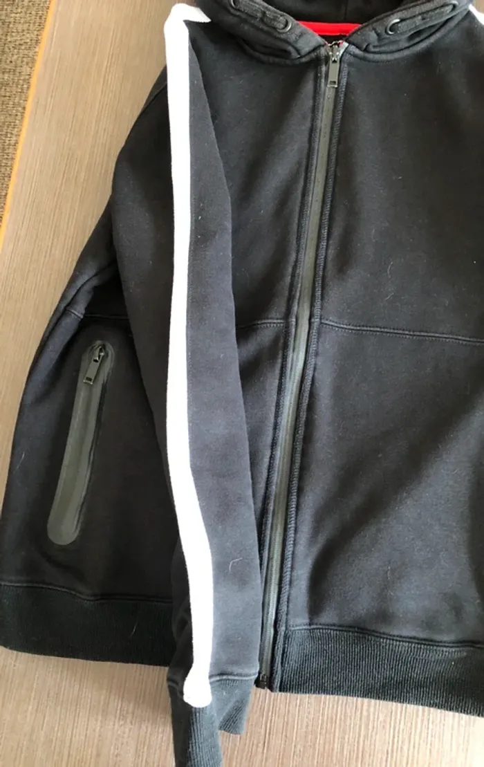Sweat veste a capuche noir blanc garçon 14 ans - photo numéro 2