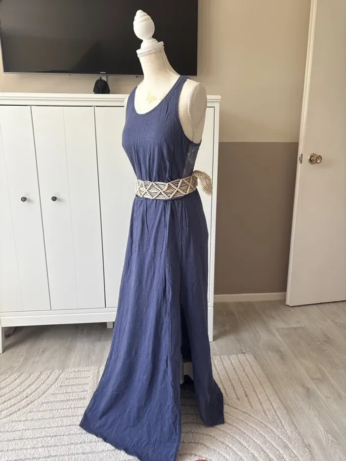 Robe longue bleu dos nu benetton été