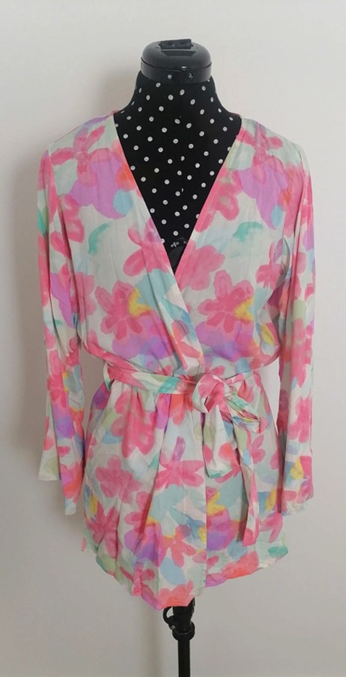 Kimono imprimé floral blanc rose Taille S Undiz - photo numéro 8