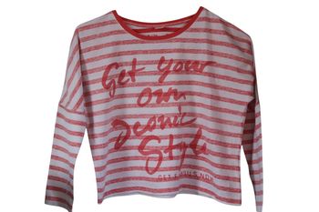 T-shirt Marinière rouge & blanc Zeeman - Taille 10 ans