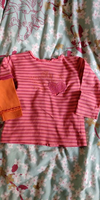 T-shirt rose rayée confetti 6 mois