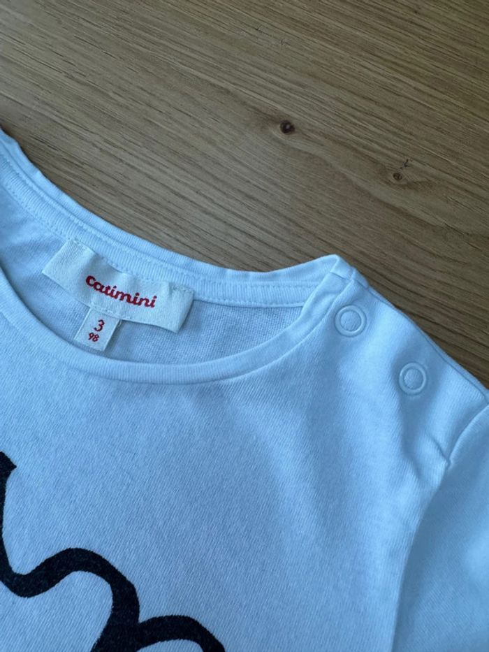 Tenue 2 pièces, teeshirt ML blanc visage vert foncé et tregging vert foncé assorti - Taille 3 Ans - photo numéro 7