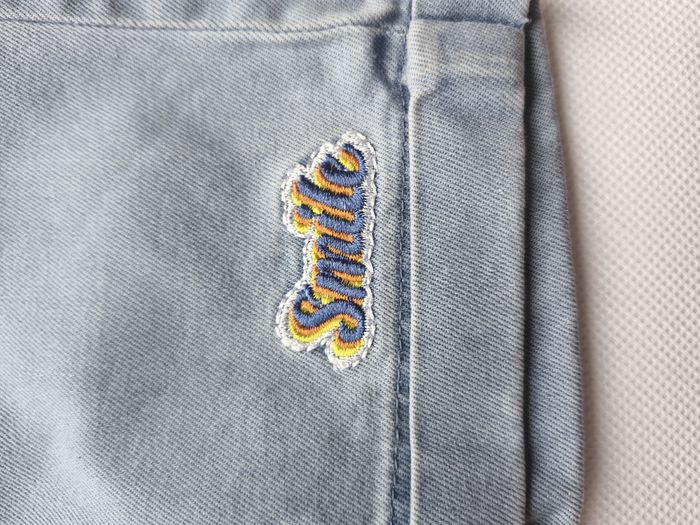 Salopette courte 24 mois Mots d’enfants Bleu clair Cool Kid citrouilles inscription Smile - photo numéro 4