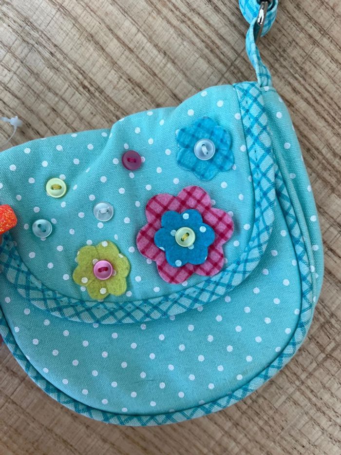 Petit sac à main fille bleu fleurs été - photo numéro 2