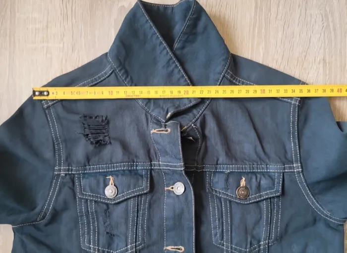 Veste en jean bleu pétrole gris Kiabi Taille XS ou 34 - photo numéro 10