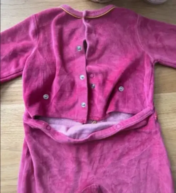 Pyjama en velours rose bébé fille 3 mois Gemo - photo numéro 8
