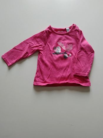 tee shirt manches longues rose Okaidi fille 9 mois