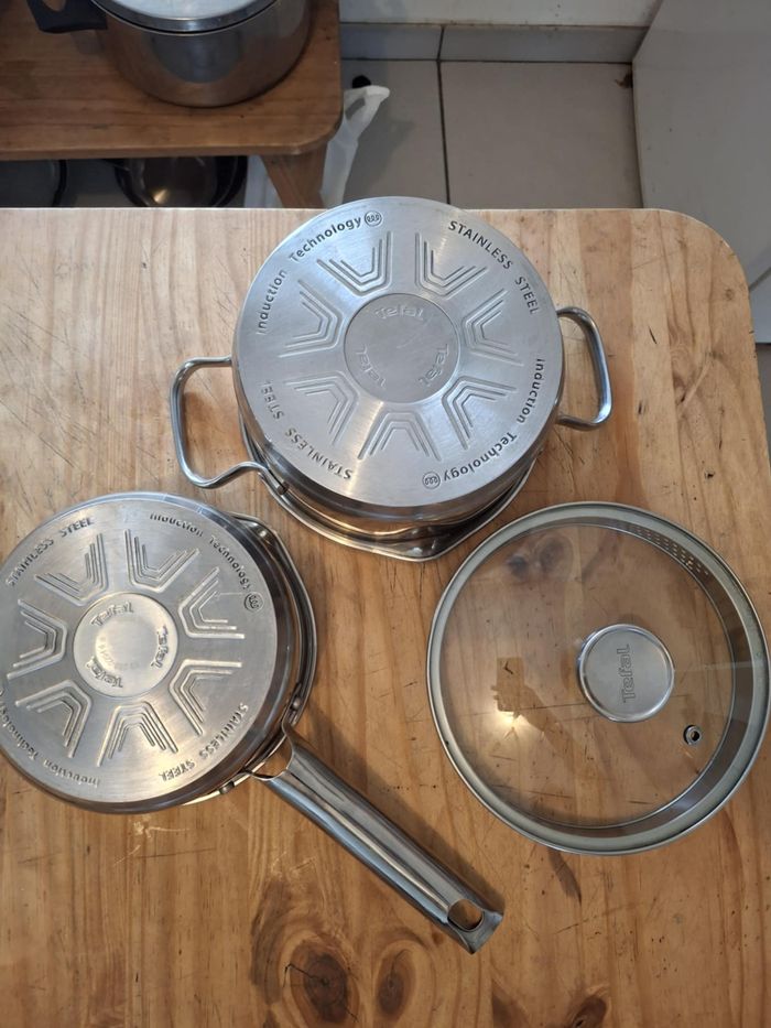 1 casserole + 1 faitout avec couvercle en inox marque tefal tout feux dont induction - photo numéro 2