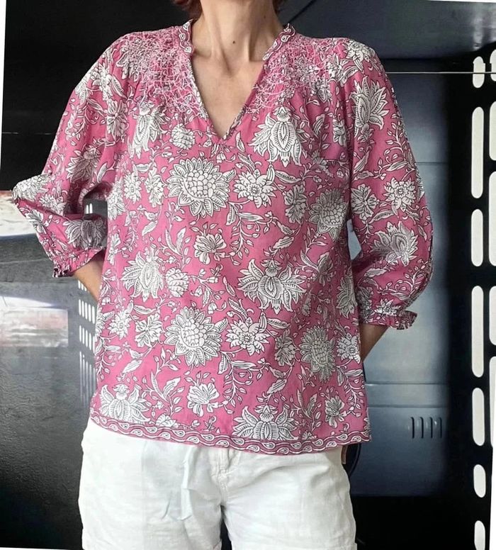 Blouse imprimée en coton bio fushia Libellule - photo numéro 11