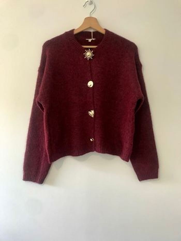 Gilet bordeaux - boutons  bijoux dorées  (TU) - photo numéro 2