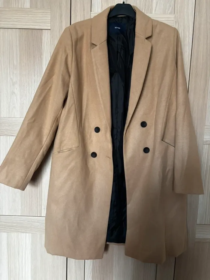 Manteau col tailleur aspect lainage beige KIABI t.44
