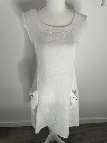 Robe blanche manches courtes en lin T38 M