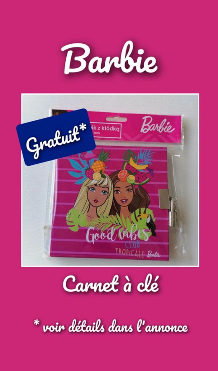 Carnet à secrets rose Barbie avec cadenas et clé