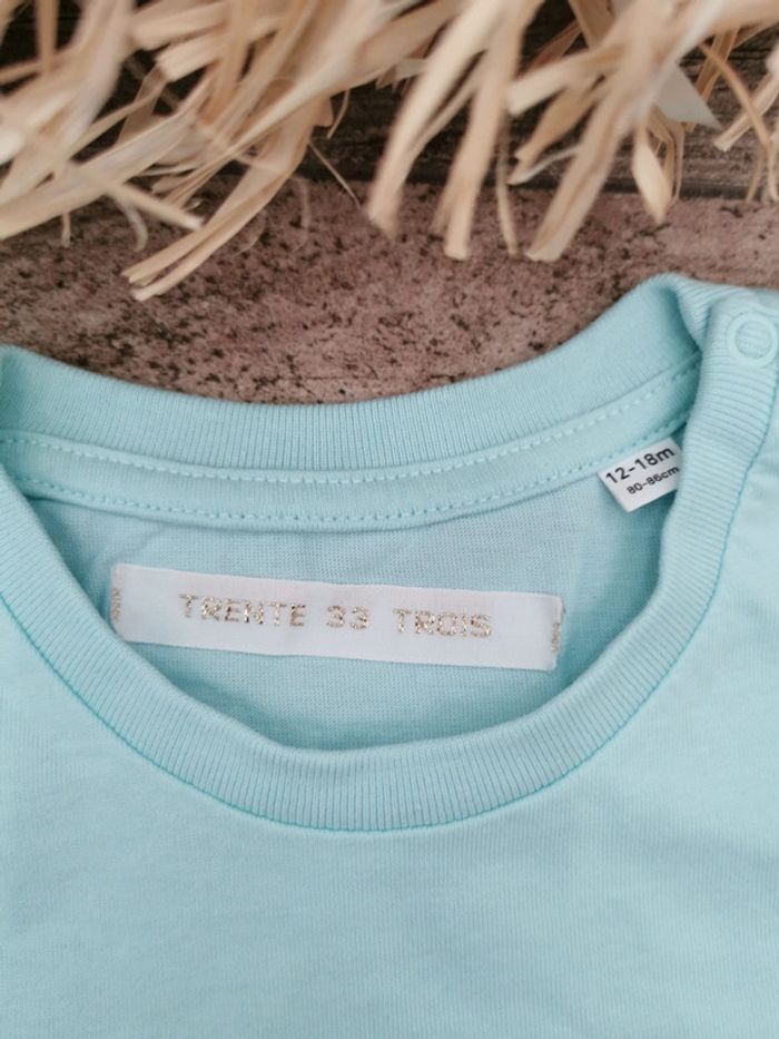 🍓Teeshirt vert d'eau cap ferret combi 12/18mois🍉 - photo numéro 3