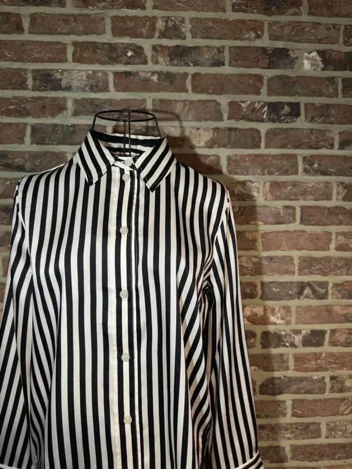 Chemise lignée noire et blanche H&M Taille XS / 34 - photo numéro 7