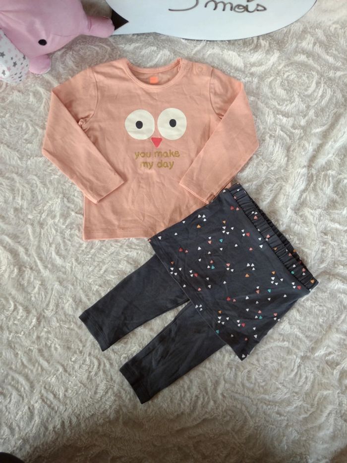 Ensemble (haut manches longues+ legging jupe) Fille 3 mois Oiseau triangle You make my day Hema - photo numéro 2