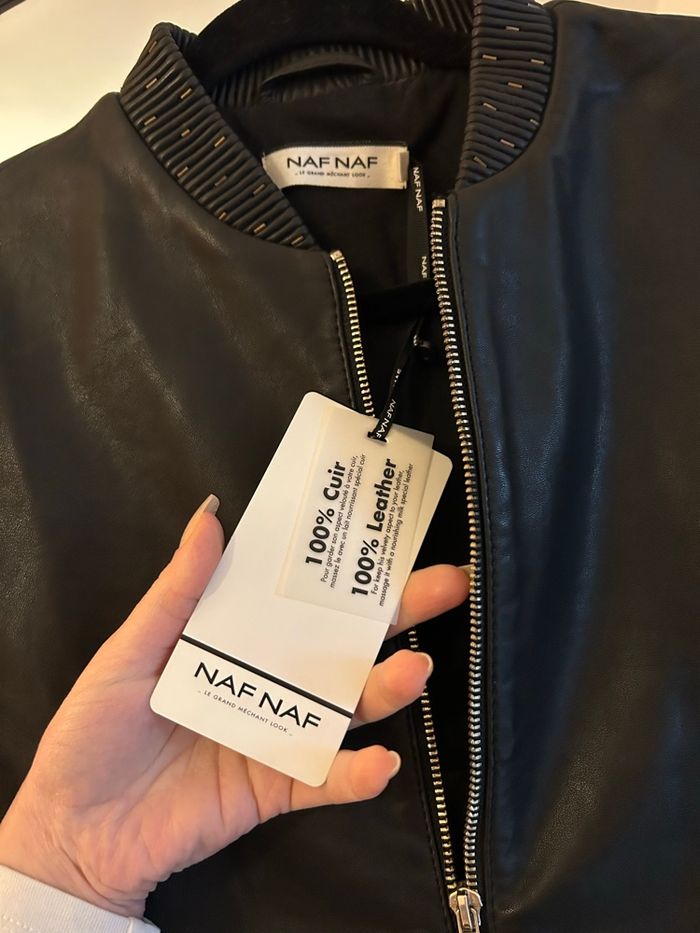 Veste bombers Naf Naf en cuir neuve avec étiquette - photo numéro 2