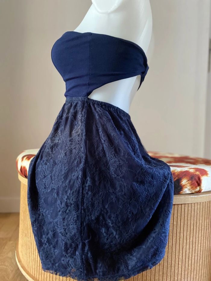 Robe bustier bleu marine dentelle - photo numéro 4