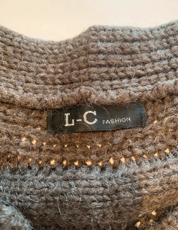 Gilet femme laine mohair taupe femme - photo numéro 2