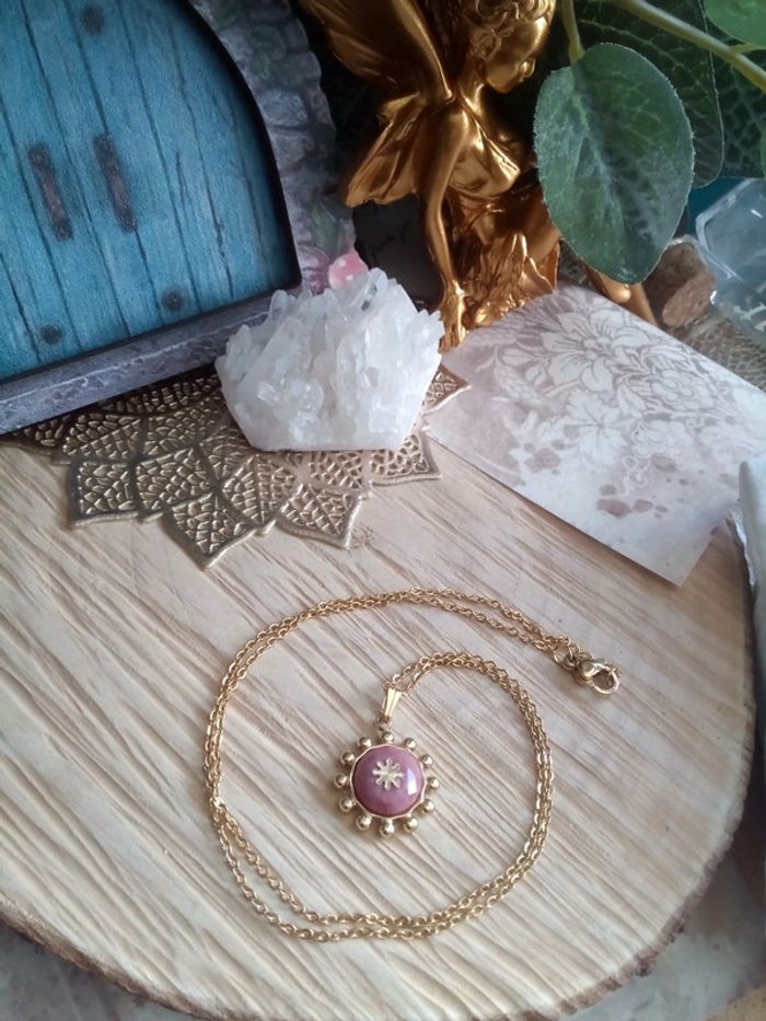 Collier pierre de rhodonite - photo numéro 2