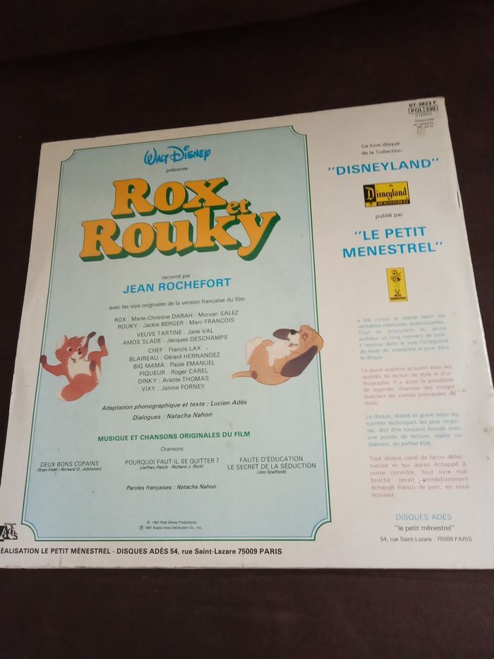 Ancien livre disque vinyle 33 tours - "Rox et Rouky" - photo numéro 2