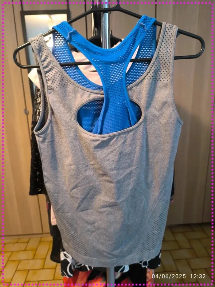 Débardeur sport gris/bleu (M) - photo numéro 2