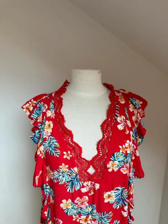 Superbe blouse fluide fleurie avec dentelle Kilky 🌸 M 38 - photo numéro 2
