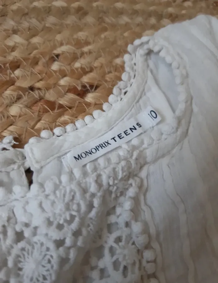 Blouse blanche manches longues Monoprix 10 ans - photo numéro 4