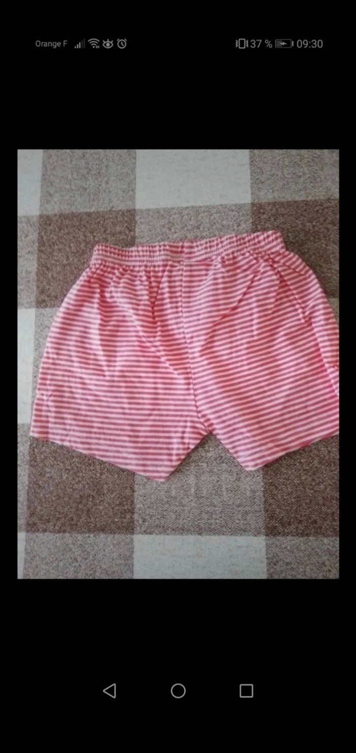 Short rayé blanc/corail 12 mois - photo numéro 3