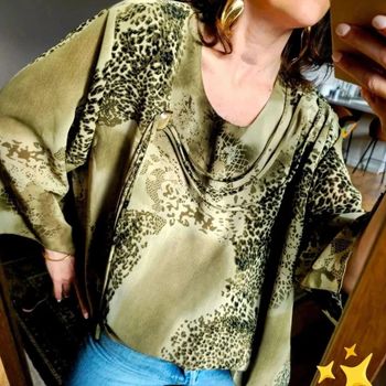 Blouse imprimé animal epaulettes vintage
