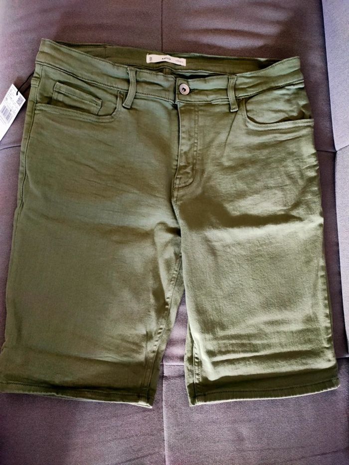 Short en jean kaki Mango