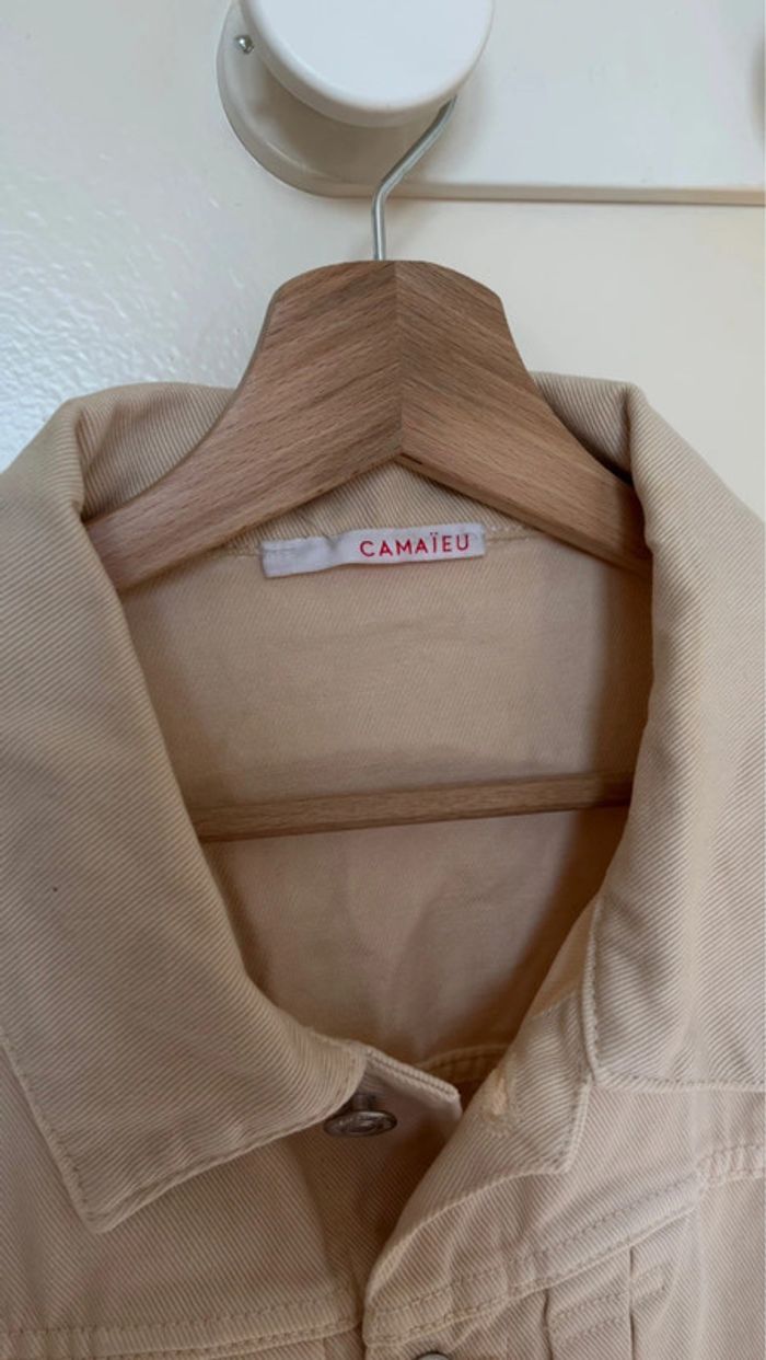 Veste en jean beige taille L Camaïeu - photo numéro 2