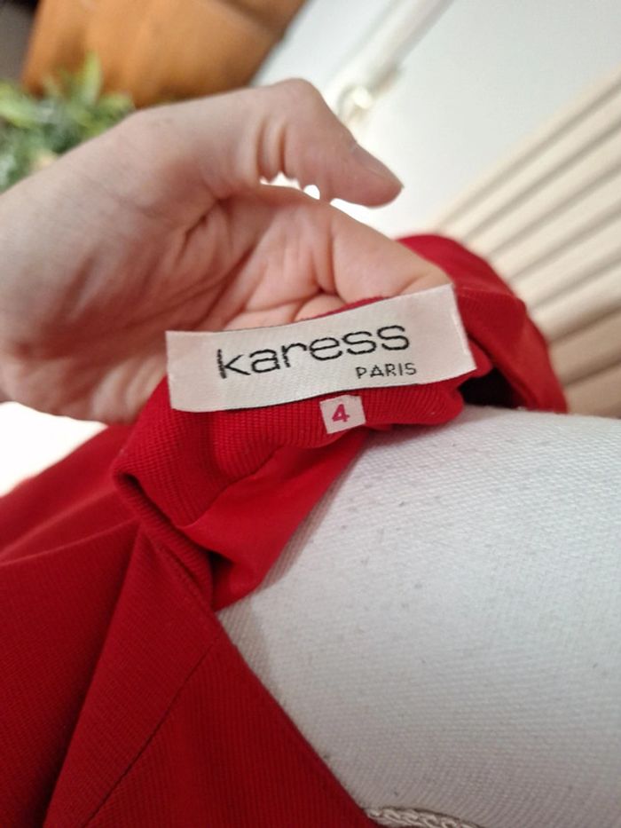 Veste vintage Karess Paris – rouge avec détails noirs – T 4 (équiv. 40/42) #F42XL-40 - photo numéro 5