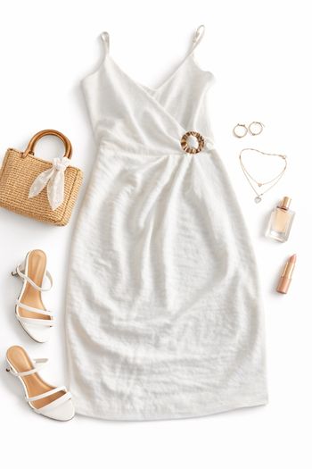 Robe blanche Morgan taille S – chic élégante avec détail doré