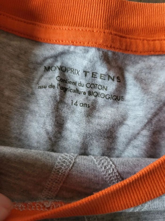 Tee shirt manches longues High Five gris 14 ans Monoprix Teens coton bio - photo numéro 2