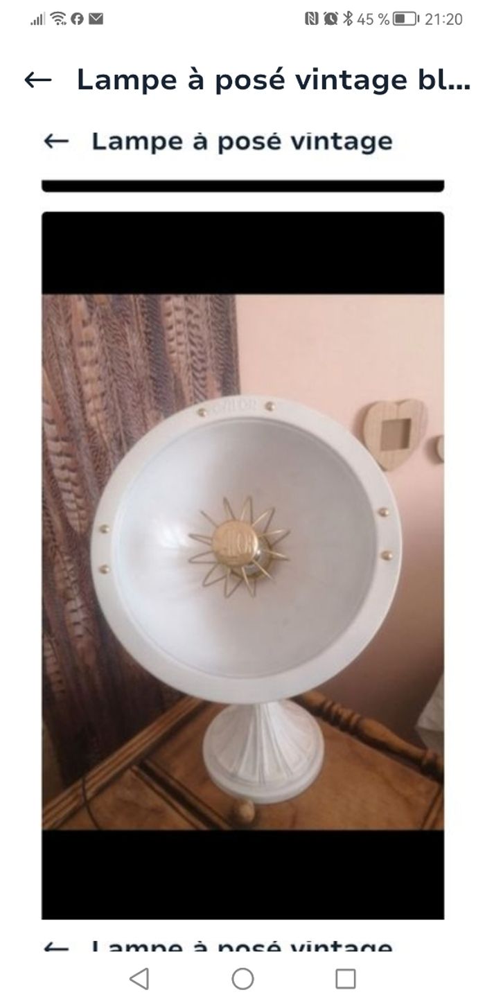 Lampe à posé vintage blanche ou doré - photo numéro 4