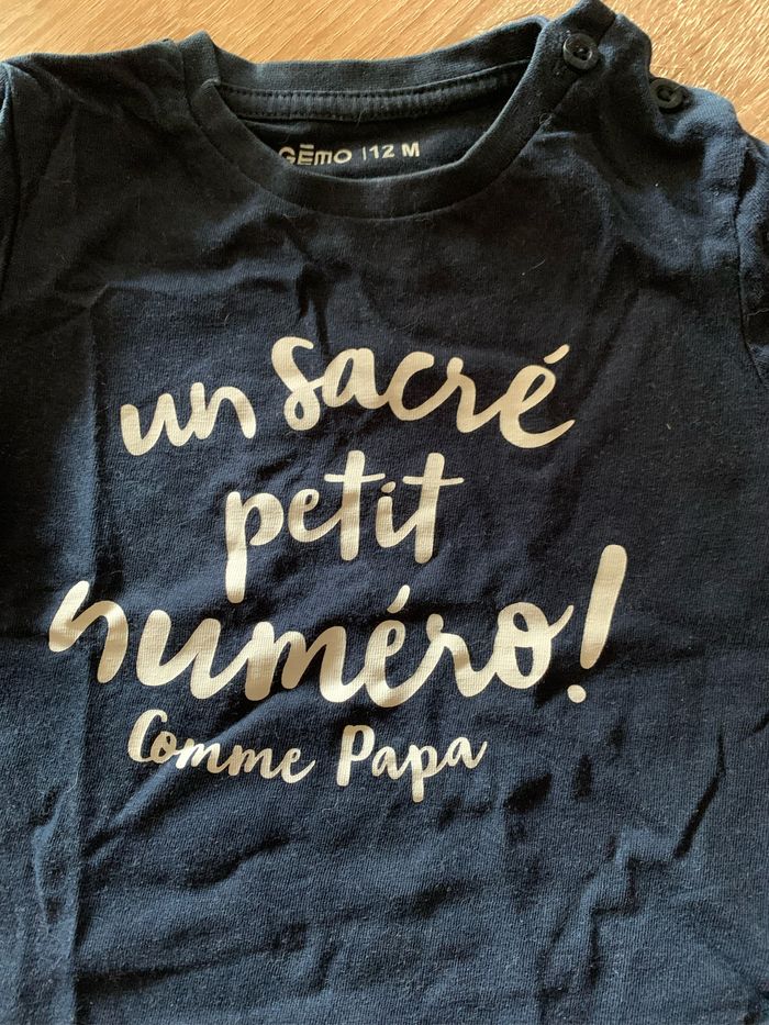 T shirt un sacré petit numéro comme papa taille 1 an - photo numéro 2
