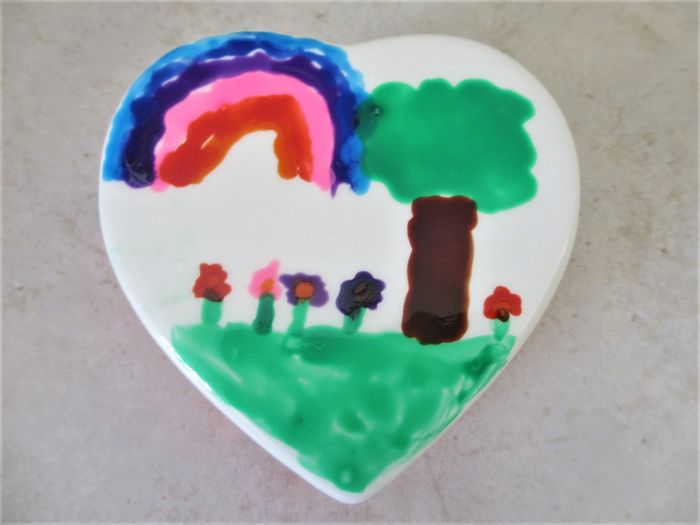 Lot boîte coeur + cadre en porcelaine peints à la main - photo numéro 3