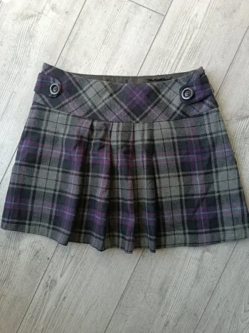Jupe courte effet tartan camaïeu