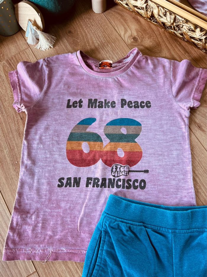 Taille 4 ans ensemble 2 pièces été garçon TAO complices violet et bleu * vintage 68 * 💙 - photo numéro 3