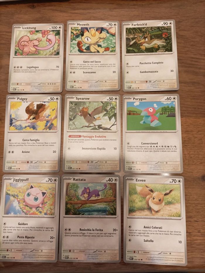 Lot de 9 cartes Pokemon 151 Excelangue Evoli Miaouss Canaticho Porygon Rondoudou