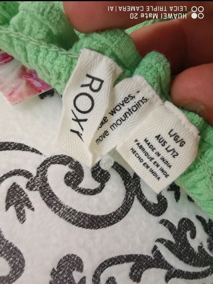 💕Joli Débardeur crop top court ROXY vert citron à smocks - Taille L/ 40 💕 - photo numéro 7