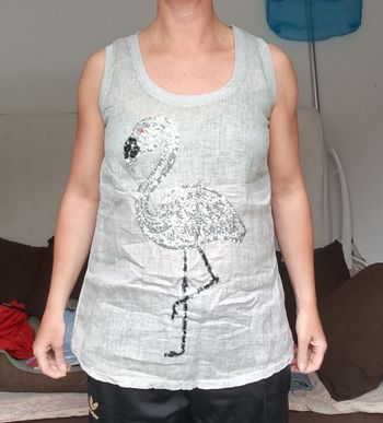 Débardeur gris motif cygogne L